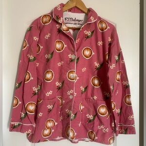 PJ Salvage Pajamas Coffee Latte Heart Pink Flannel Set Small